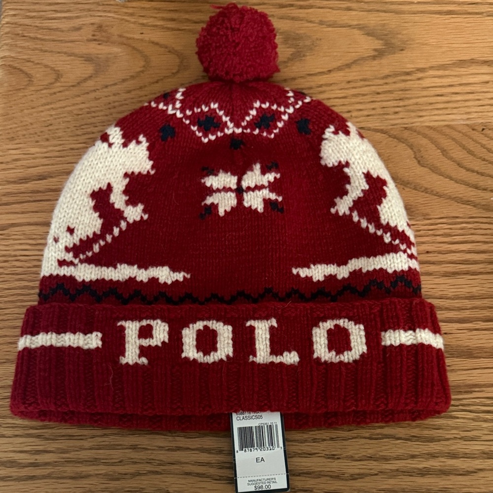 Vintage NWT Ralph Lauren Classic Red Knit Hat